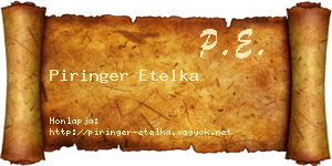Piringer Etelka névjegykártya